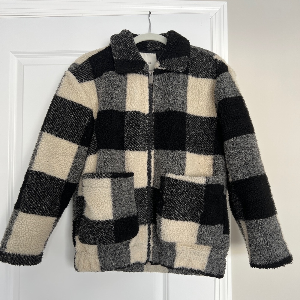 American Eagle Checkered Sherpa Jacket
